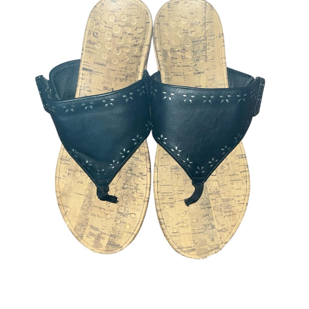 Vionic Anitra Black Leather Platform Sandals With… - image 2